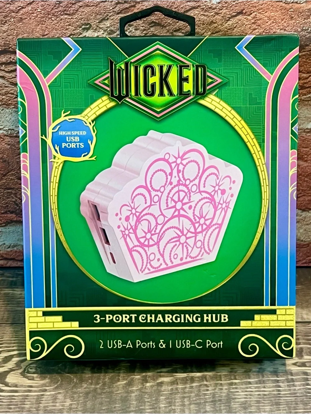Wicked 3-Port USB Charging Hub Pink Glinda